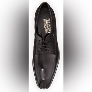 Salvatore Ferragamo Men’s Black Leather Lanier Lace-Up Derby Dress Shoes Size 8
